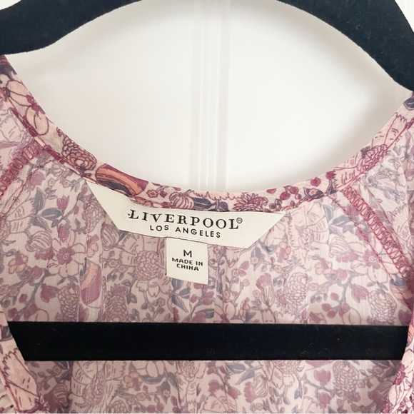 LIVERPOOL Los Angeles FLORAL PRINT SPLIT NECK Pink Size Medium - Picture 5 of 7
